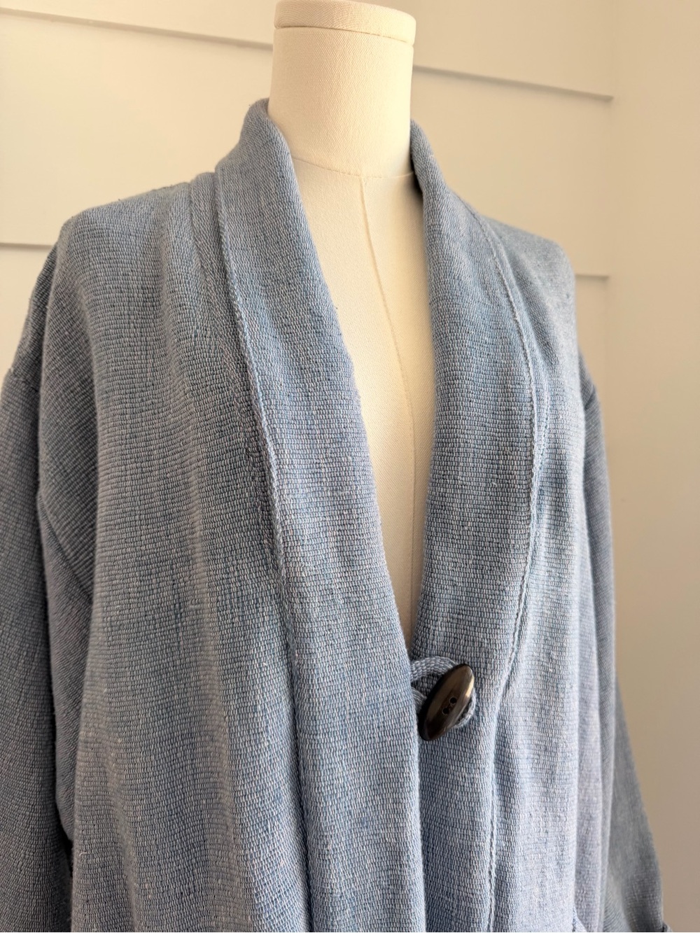 Vintage Cheppu Coat Made in Nepal Woven Cotton Coat Free Size - Picture 4 of 11